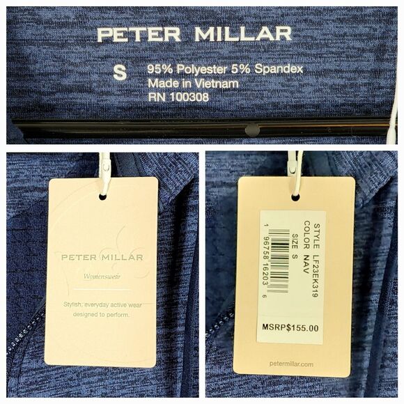 Peter Millar S Maven Full Zip Hoodie Womens Performance Sweatshirt Navy Blue NEW - Picture 4 of 14